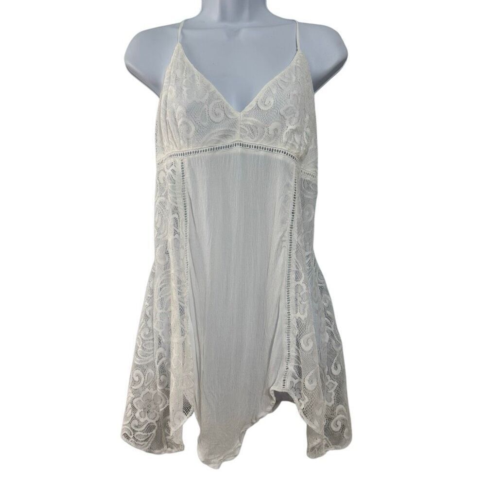 Vintage Lace Handkerchief Chemise Tank Top Boho Festival Linea Donatella XL